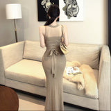 デコルテラインシースルーワンピースAO1842