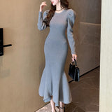 フィッシュテールニットワンピース(2COLOR)AO1602