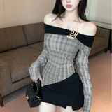 ヘムカットオフショルカットソー(2COLOR)AT1407