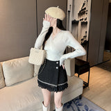 裾フリルツイードスカート(2COLOR)AB1207