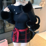 ウィンドウペンニットワンピース(2COLOR)AO1817