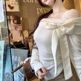 ワンショルレースリボントップス(2COLOR)AT1333