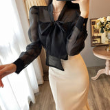 【上下別売り可】タイ付きブラウス+スリットマーメイドスカートAS1603