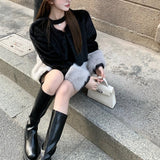 ツートンカラーファーコートAJ1135