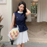 ボトルネック切り替えプリーツワンピースAO1757