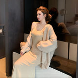 カーディガン付きレーストリムワンピースAS1710