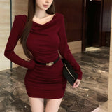 ドレープジャージーミニワンピース(3COLOR)AO1812