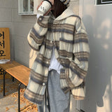 フード付きチェックオーバーサイズコート(2COLOR)AJ1138