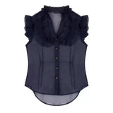 フリルVカットブラウスAT1357