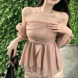 パフスリーブエアリーオフショルトップス(3COLOR)AT1352