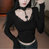 レースチョーカーカットソー(2COLOR)AT1390