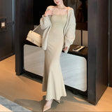 カーディガン付きレーストリムワンピースAS1710