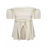 パフスリーブエアリーオフショルトップス(3COLOR)AT1352