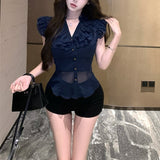 フリルVカットブラウスAT1357