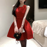 ラウンドネックAラインワンピース(3COLOR)AO1726