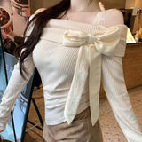 ワンショルレースリボントップス(2COLOR)AT1333