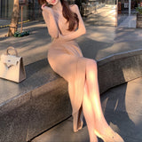 Vネックスリットレディワンピース(3COLOR)AO1794