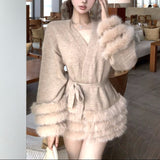 Vネックファーカーディガン(2COLOR)AJ1184