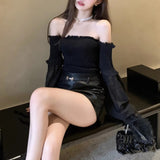 バルーンスリーブオフショルトップス(2COLOR)AT1349