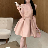 ラウンドネックAラインワンピース(3COLOR)AO1726