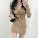 シャーリングリブニットワンピース(2COLOR)AO1799