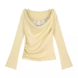 フラワードレープトップス(2COLOR)AT1337