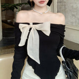 シフォンリボンオフショルニット(3COLOR)AT1308