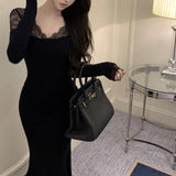 ショルダーレースマーメイドワンピースAO1702