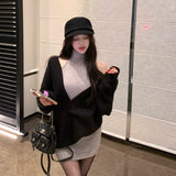 Vネックニット+タイトワンピース(2COLOR)AS1706