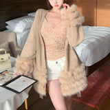 Vネックファーカーディガン(2COLOR)AJ1184