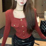 スクエアネックニットカットソー(2COLOR)AT1388