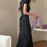 フローラルブラックワンピースAO1773