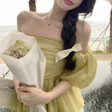 パフスリーブエアリーオフショルトップス(3COLOR)AT1352