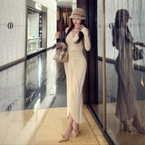 Vネックスリットレディワンピース(3COLOR)AO1794