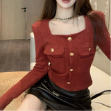 スクエアネックニットカットソー(2COLOR)AT1388