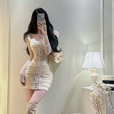 レースアップシースルーワンピース(2COLOR)AO1840