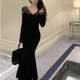 ショルダーレースマーメイドワンピースAO1702