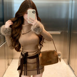 ウィンドウペンニットワンピース(2COLOR)AO1817