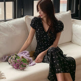 フローラルブラックワンピースAO1773