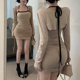 ボレロ付きバイカラーワンピース(2COLOR)AO1800