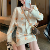 フラワーモチーフニットセットアップAS1677