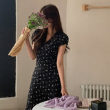 フローラルブラックワンピースAO1773