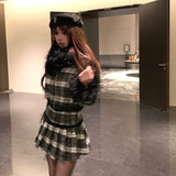 モノトーンチェックファーセットアップAS1707