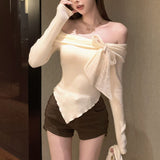 シフォンリボンオフショルニット(3COLOR)AT1308