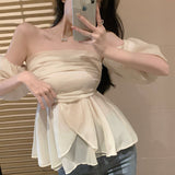 パフスリーブエアリーオフショルトップス(3COLOR)AT1352