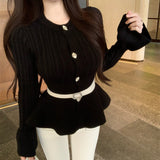 ベルト付きぺプラムニット(3COLOR)AT1346