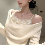 フラワードレープトップス(2COLOR)AT1337