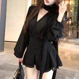 VネックフレンチシフォンワンピースAO1858