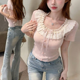 フリルネックハートモチーフニットAT1351