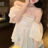 パフスリーブエアリーオフショルトップス(3COLOR)AT1352